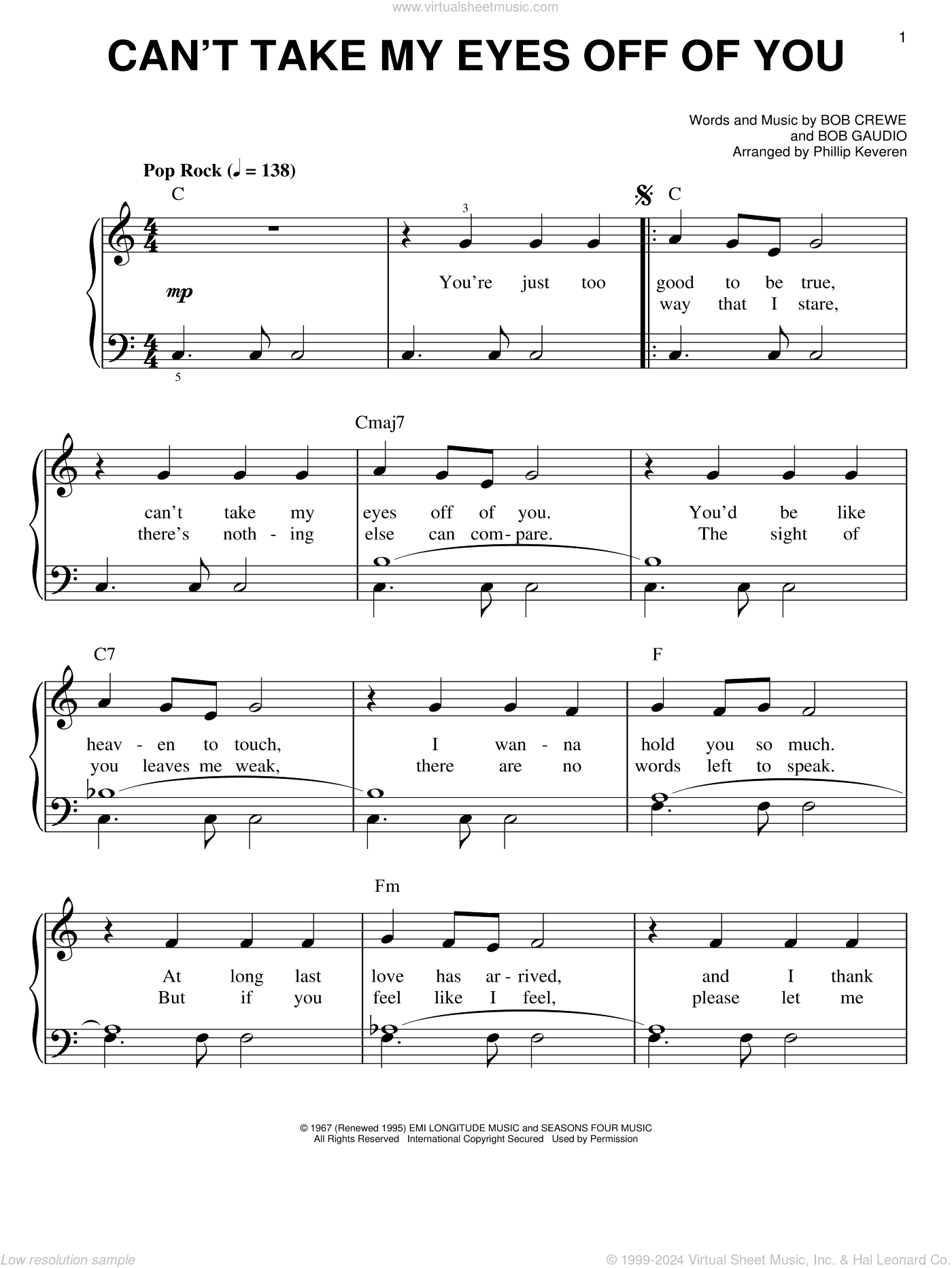 Can't Take My Eyes Off Of You (from Jersey Boys) (arr. Phillip Keveren)