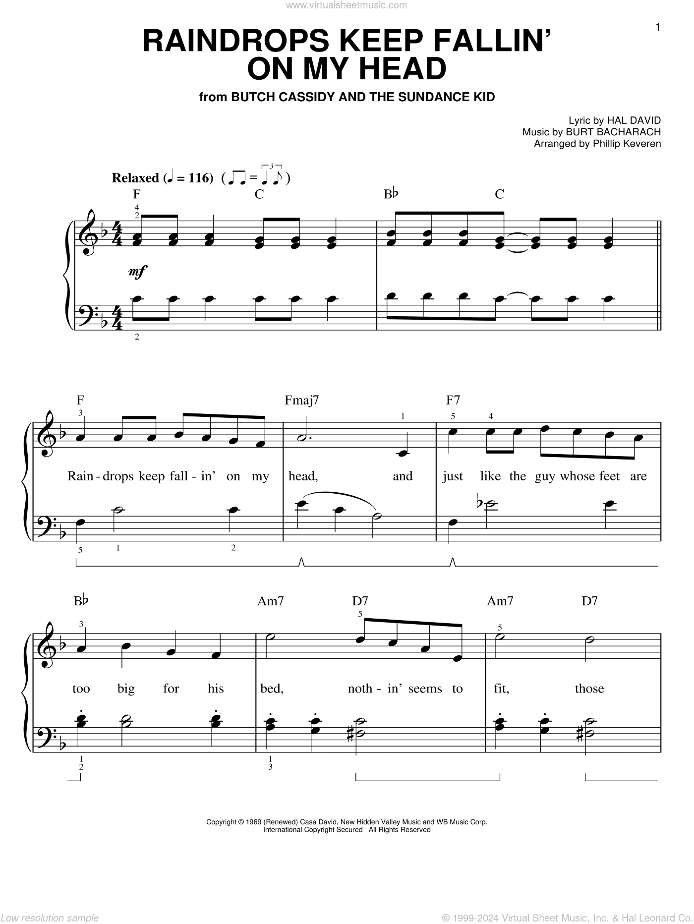 Raindrops Keep Fallin' On My Head (arr. Phillip Keveren)
