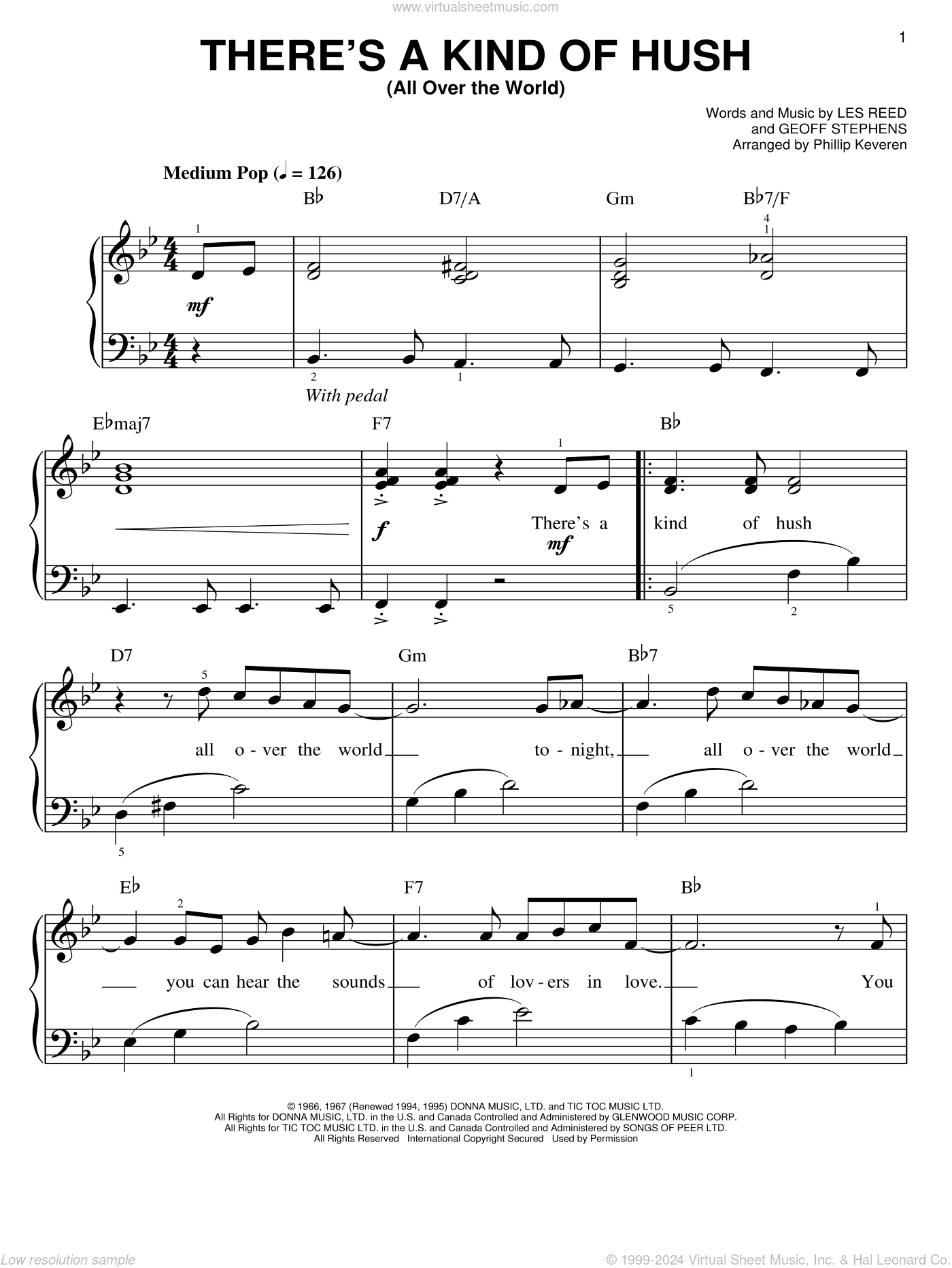 There's A Kind Of Hush (All Over The World) (arr. Phillip Keveren)