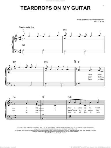 Teardrops On My Guitar, (easy)
