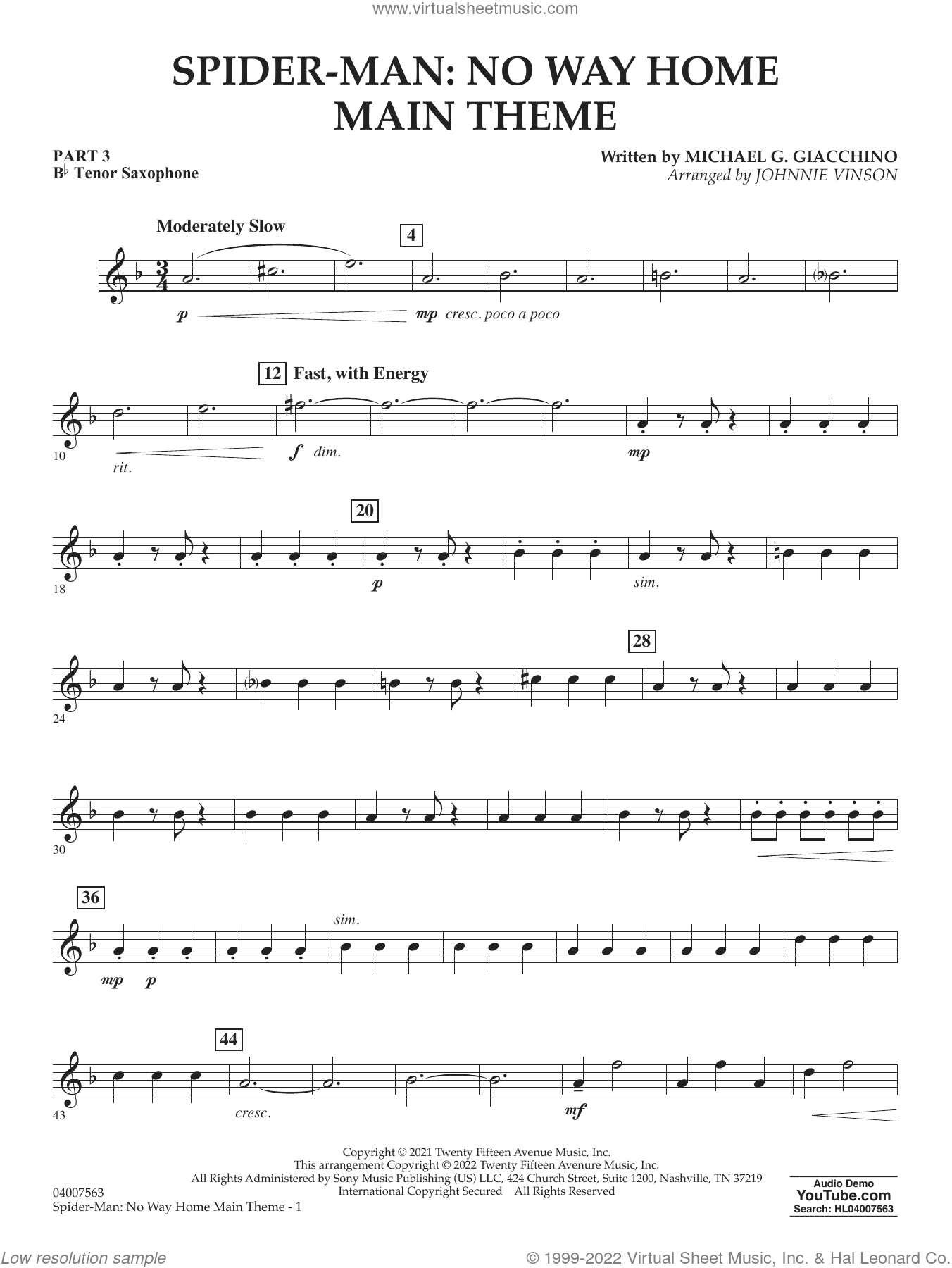 Spider-Man: No Way Home Main Theme (arr. Vinson)