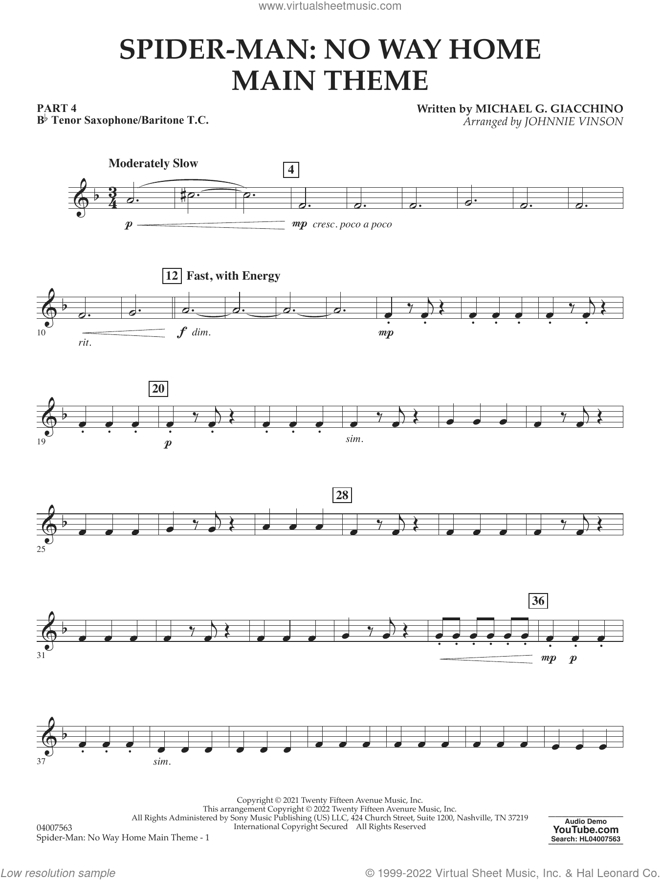 Spider-Man: No Way Home Main Theme (arr. Vinson)