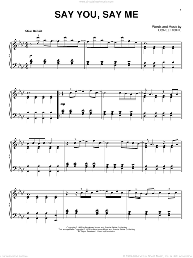 Say You, Say Me, (intermediate)