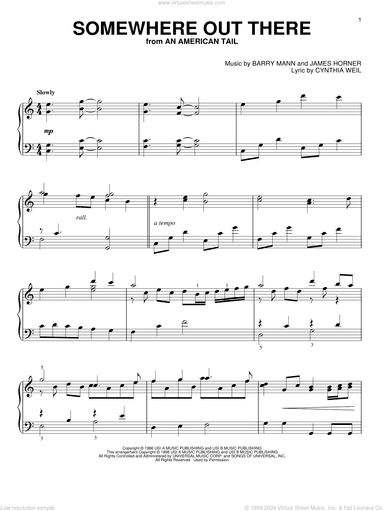 Somewhere Out There, (intermediate)