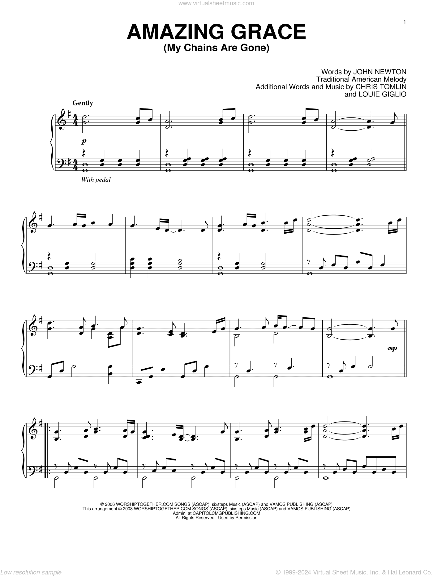Amazing Grace (My Chains Are Gone), (intermediate)