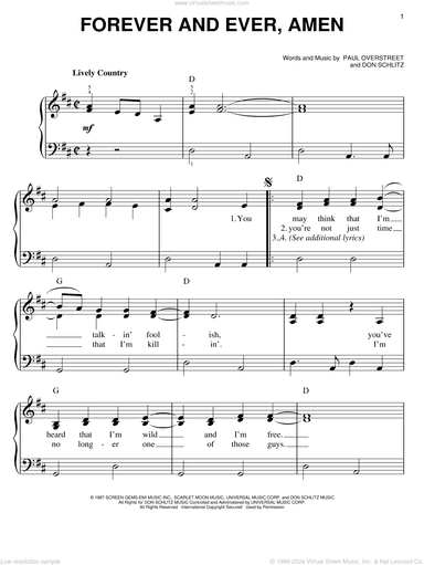 Forever And Ever, Amen, (beginner)