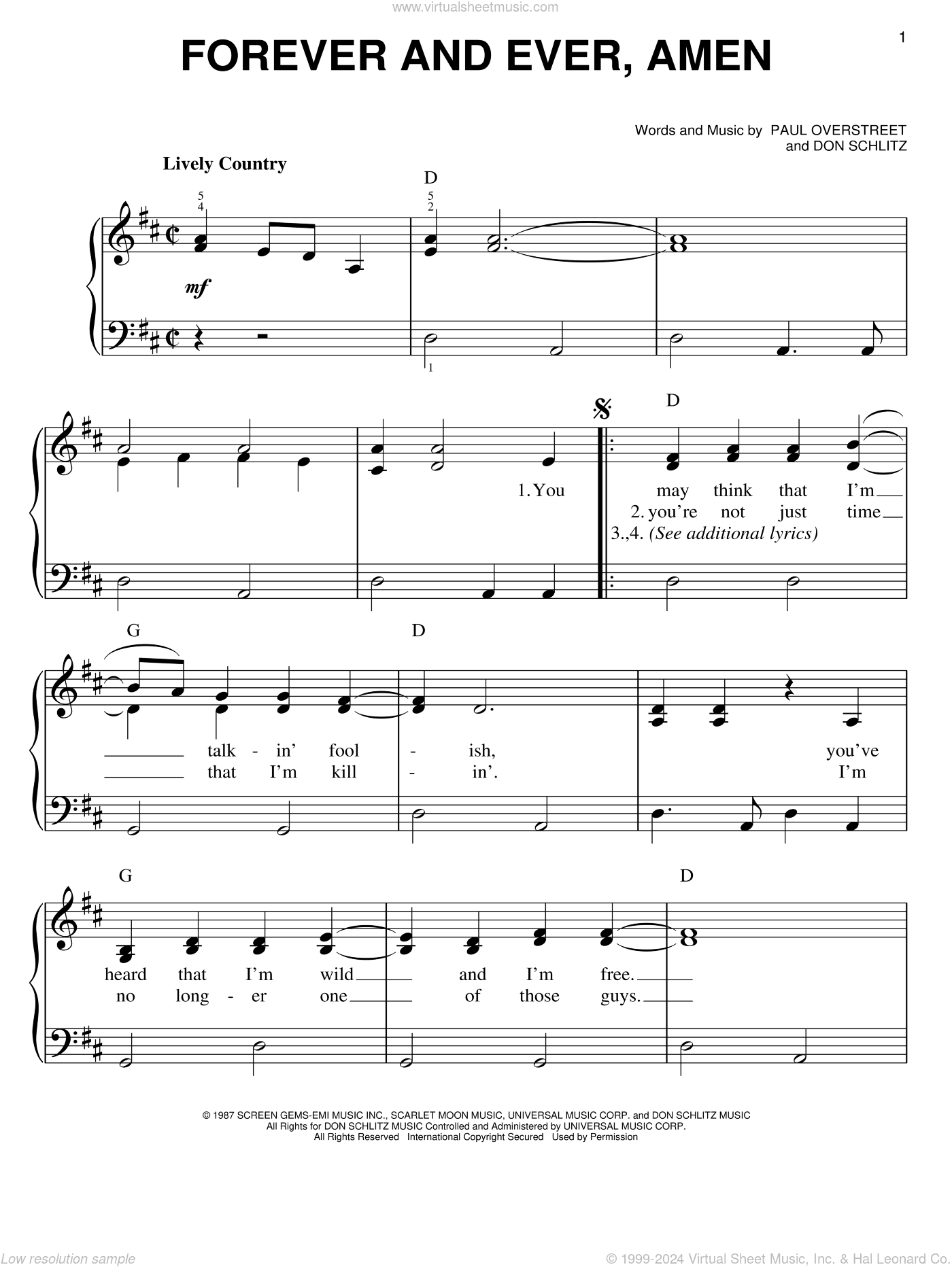 Forever And Ever, Amen, (beginner)