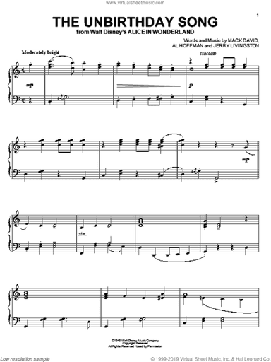 The Unbirthday Song (from Alice In Wonderland)