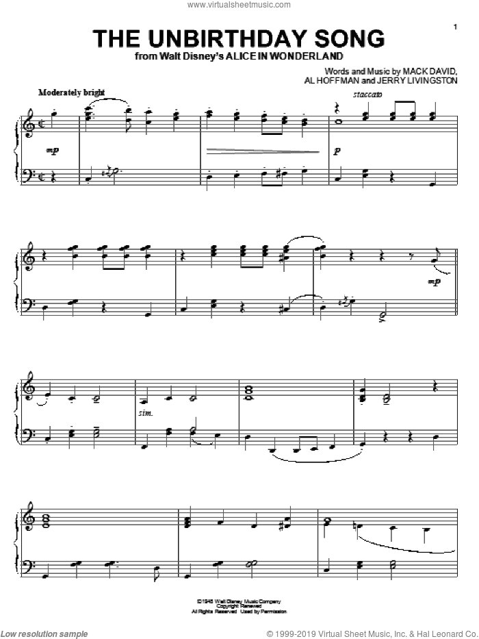 The Unbirthday Song (from Alice In Wonderland)