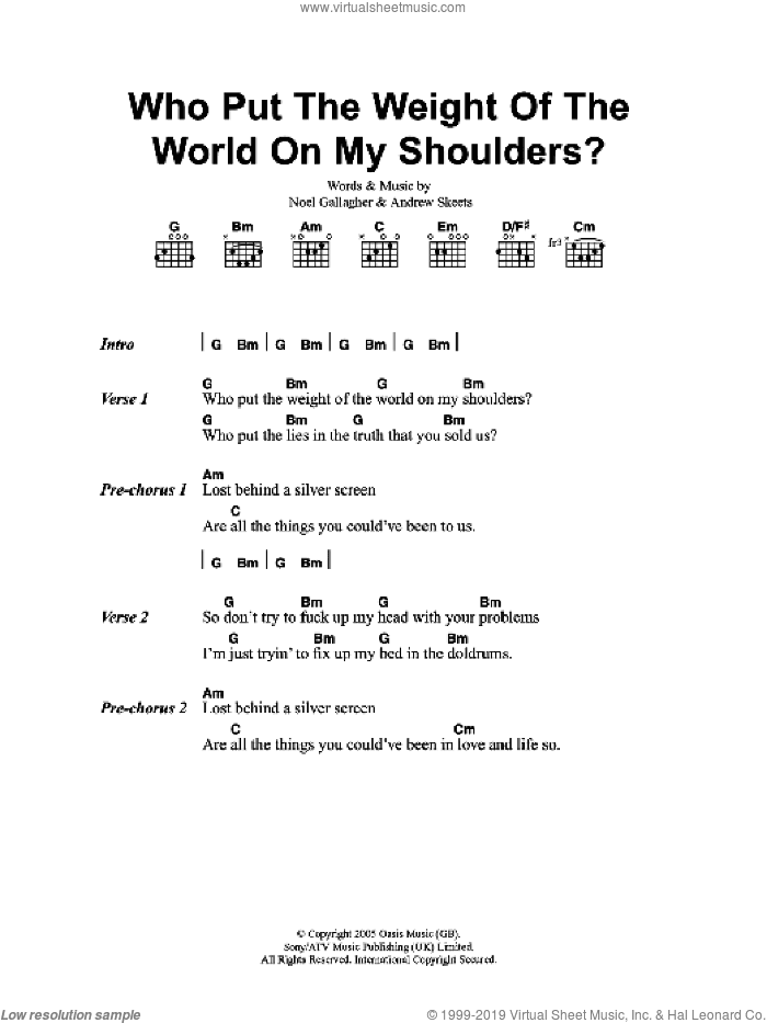 Who Put The Weight Of The World On My Shoulders?