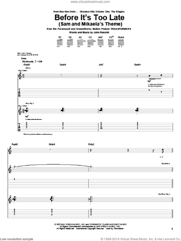 Before It's Too Late (Sam And Mikaela's Theme)