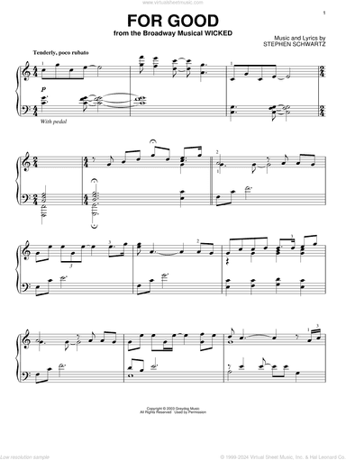 For Good (from Wicked), (intermediate)
