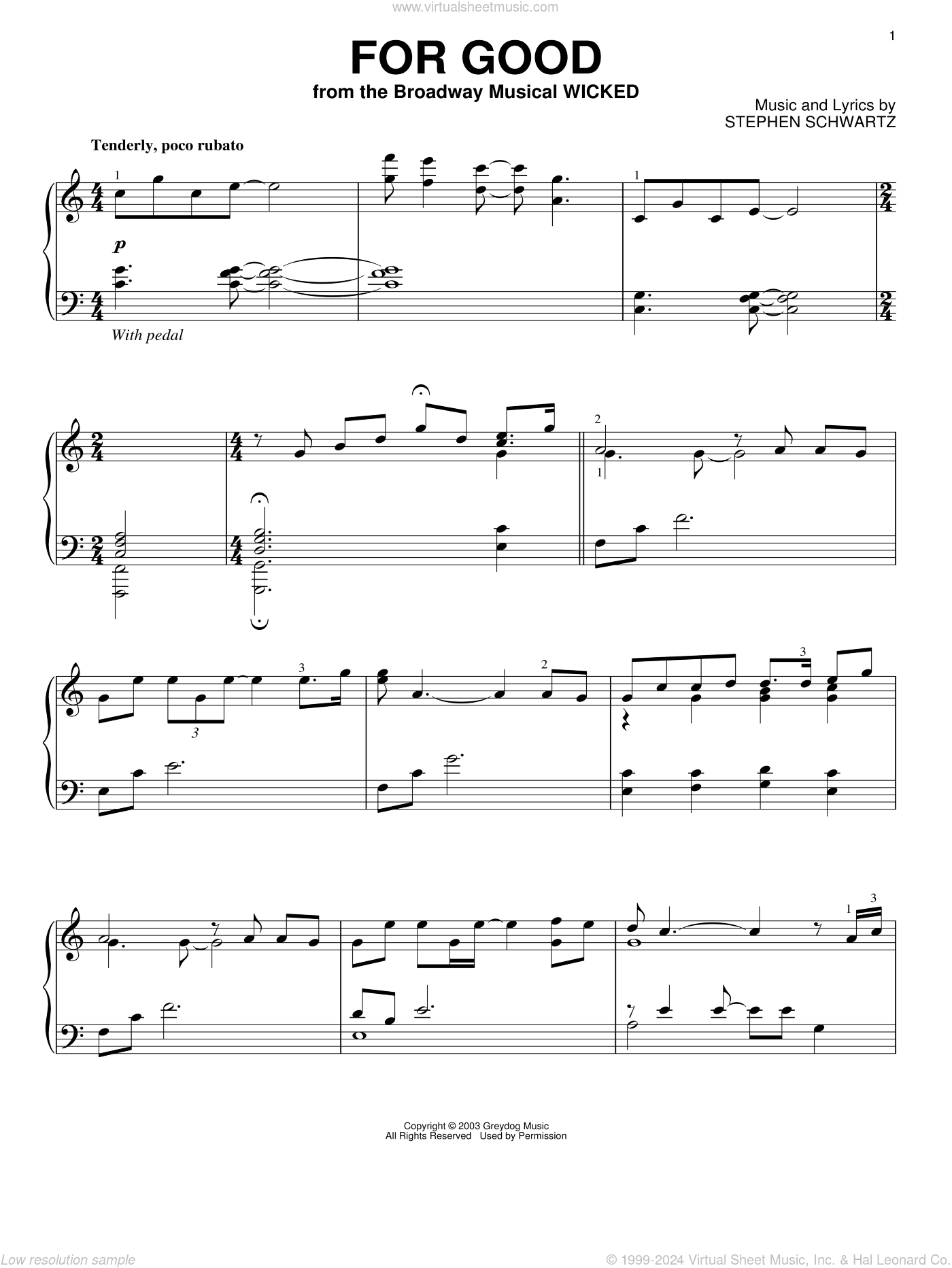 For Good (from Wicked), (intermediate)