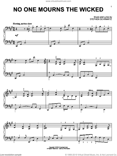 No One Mourns The Wicked (from Wicked), (intermediate)