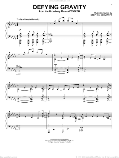 Defying Gravity (from Wicked), (intermediate)