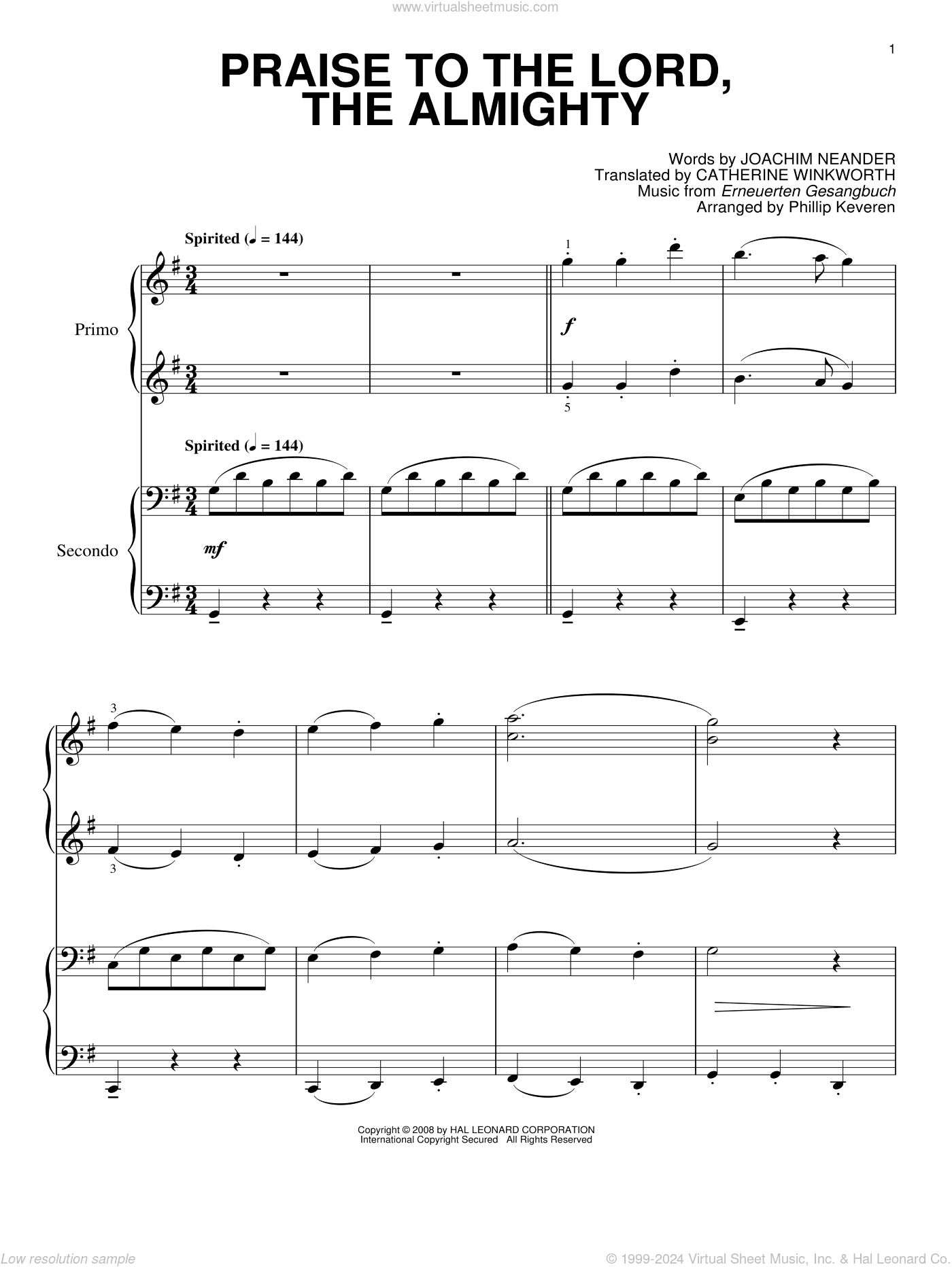 Praise To The Lord, The Almighty (arr. Phillip Keveren)