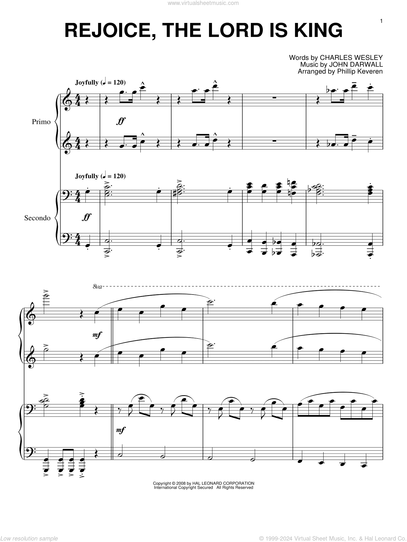 Rejoice, The Lord Is King (arr. Phillip Keveren)