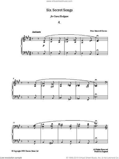 Six Secret Songs, No.4, Andante