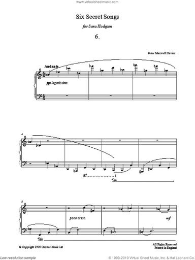 Six Secret Songs, No.6, Andante