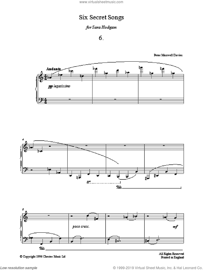 Six Secret Songs, No.6, Andante