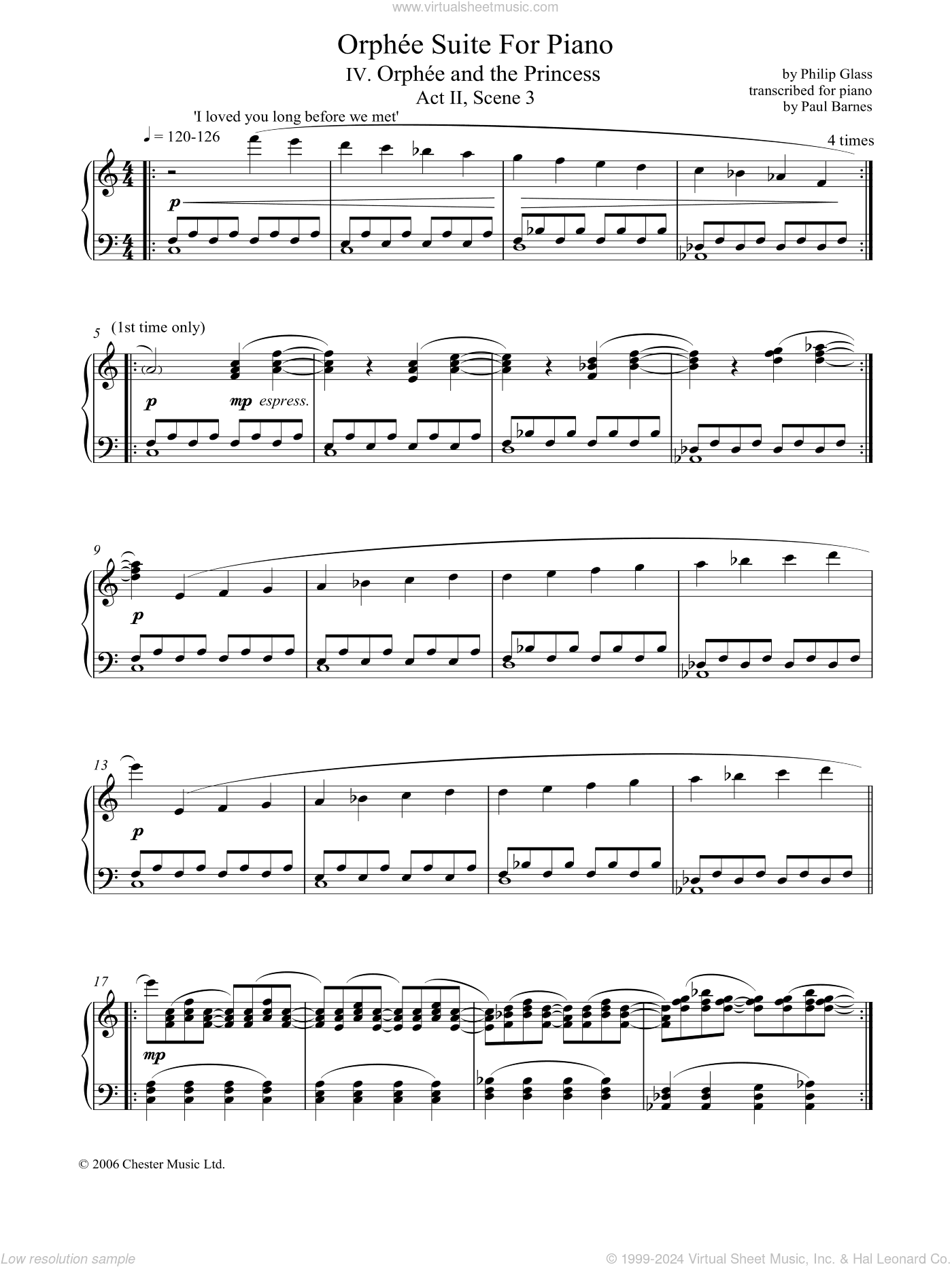 Orphee Suite For Piano, IV. Orphee And The Princess, Act II, Scene 3