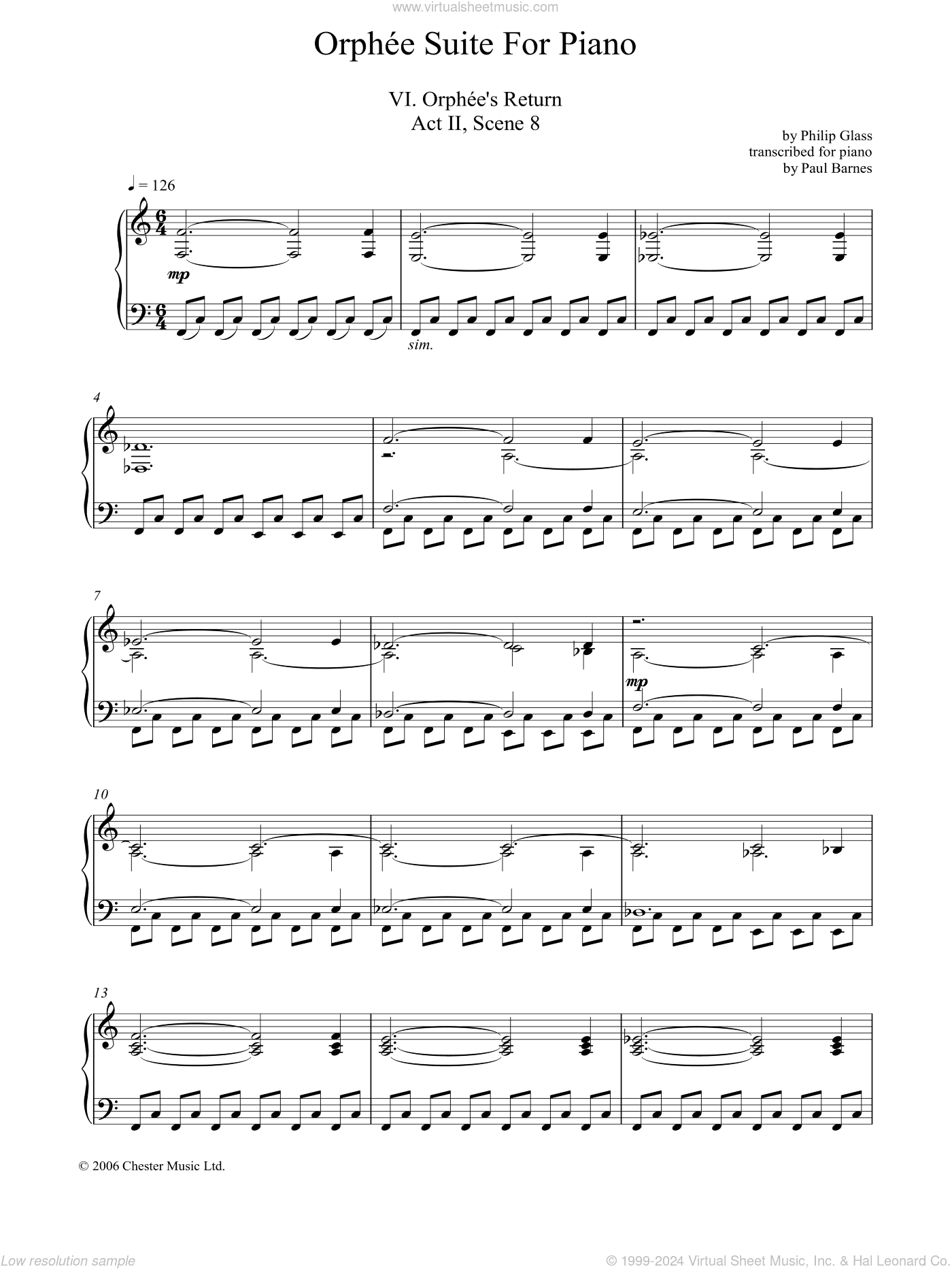 Orphee Suite For Piano, VI. Orphee's Return, Act II, Scene 8
