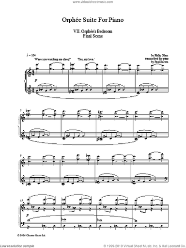 Orphee Suite For Piano, VII. Orphee's Bedroom Final Scene