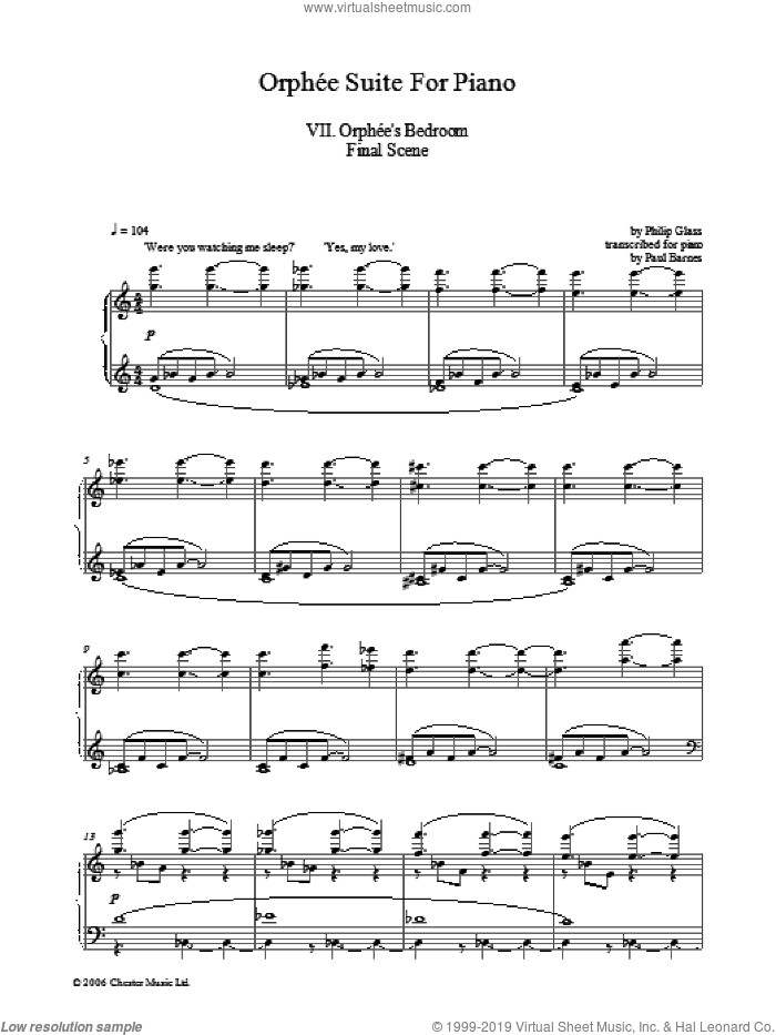 Orphee Suite For Piano, VII. Orphee's Bedroom Final Scene