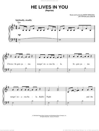 He Lives In You (Reprise) (from The Lion King: Broadway Musical)
