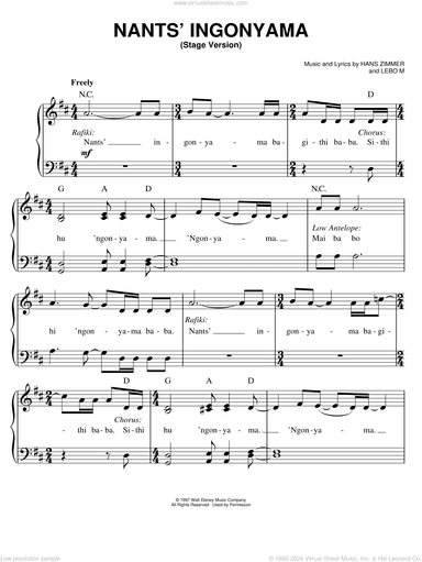 Nants' Ingonyama (Stage Version) (from The Lion King: Broadway Musical)