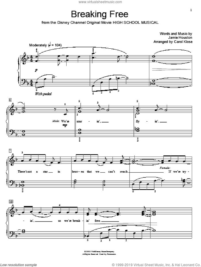 Breaking Free (from High School Musical) (arr. Carol Klose)