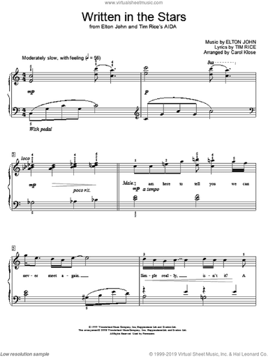 Written In The Stars (from Aida) (arr. Carol Klose)