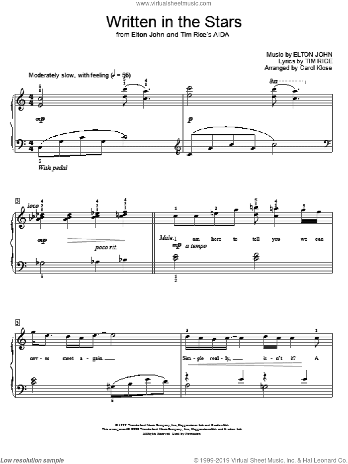 Written In The Stars (from Aida) (arr. Carol Klose)