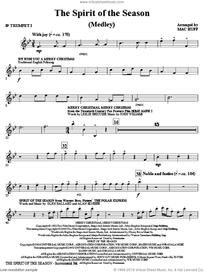 The Spirit Of The Season (Medley) (complete set of parts)