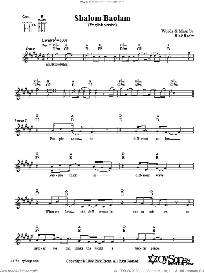 Shalom Baolam (English version)