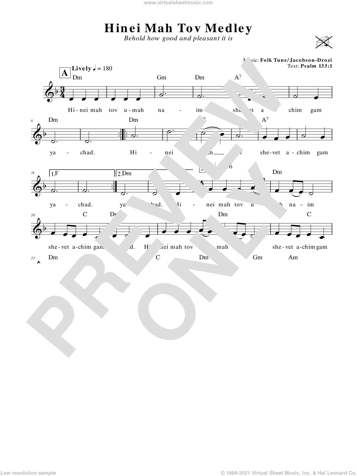 Hinei Mah Tov Medley (Behold How Good And Pleasant It Is)
