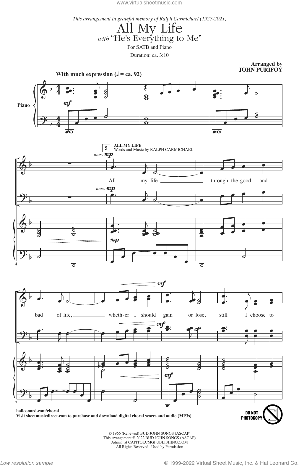 All My Life (with "He's Everything To Me") (arr. John Purifoy)