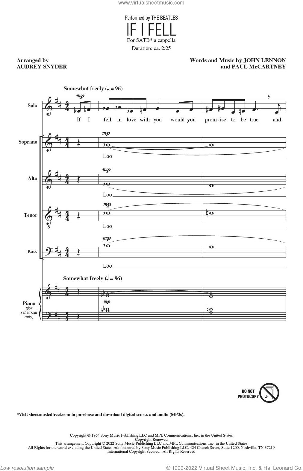 If I Fell (arr. Audrey Snyder)