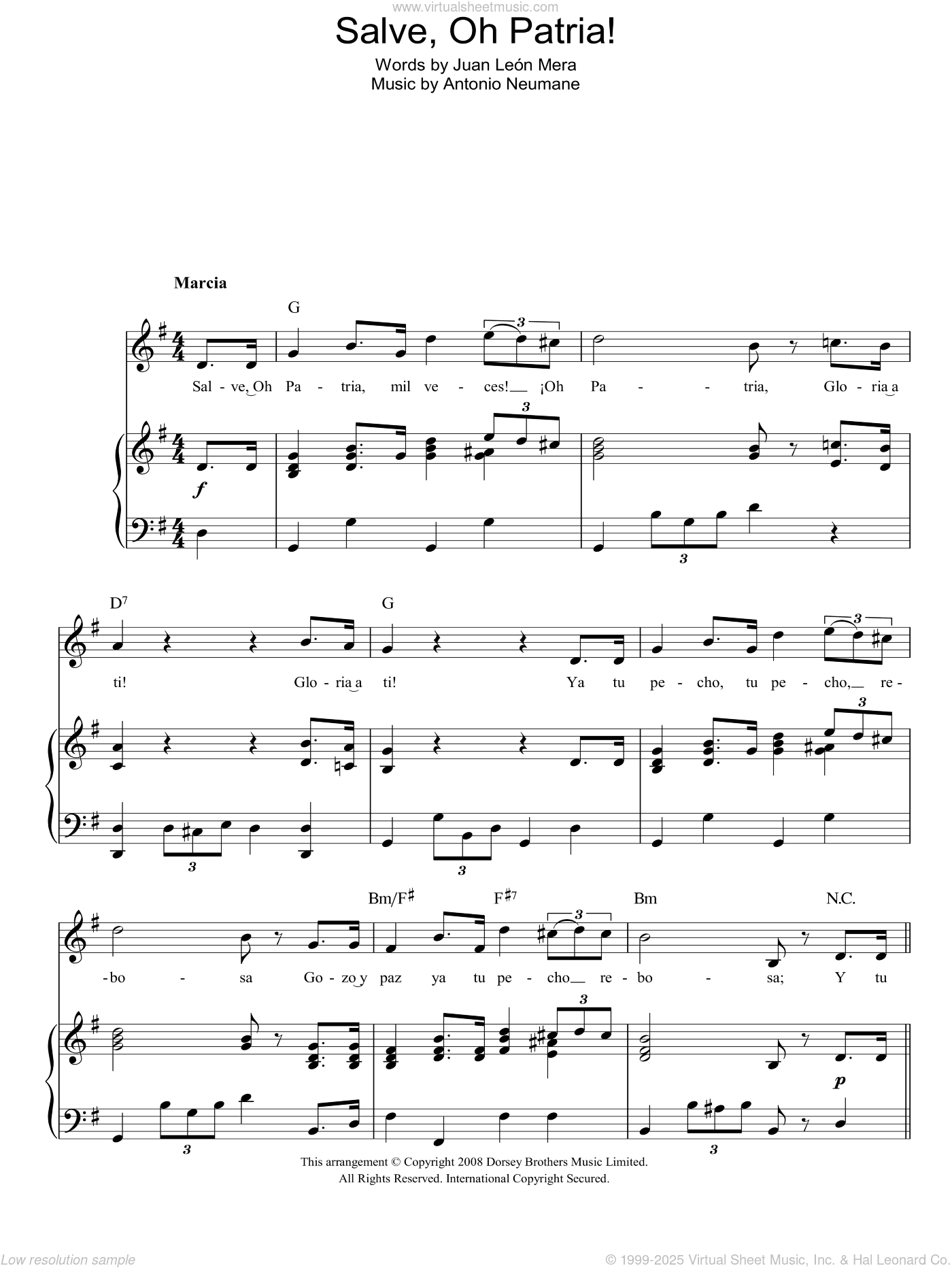 Salve, Oh Patria! (Ecuadorian National Anthem)