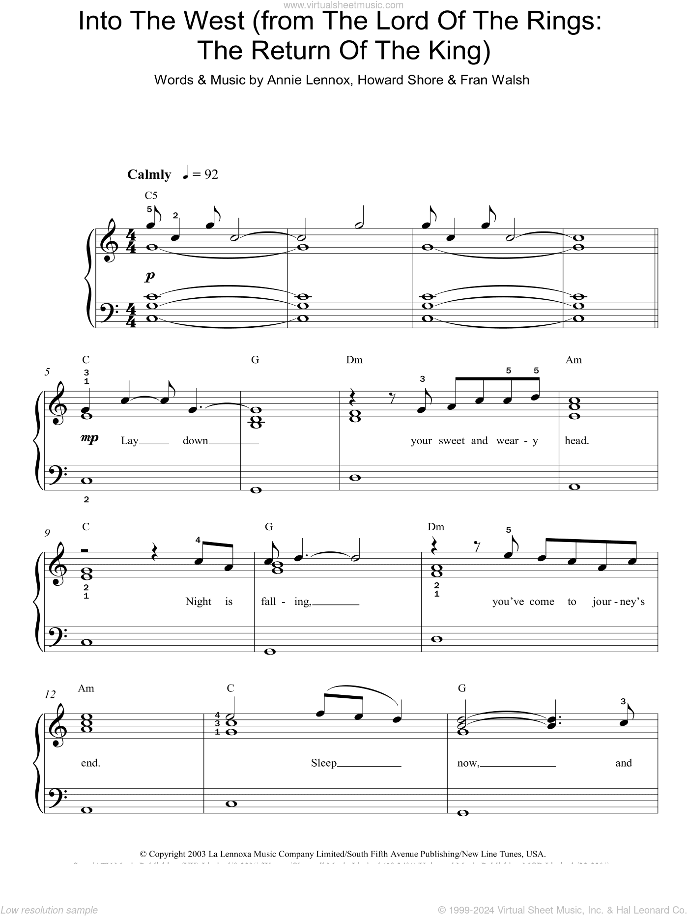 Into The West (from The Lord Of The Rings: The Return Of The King)