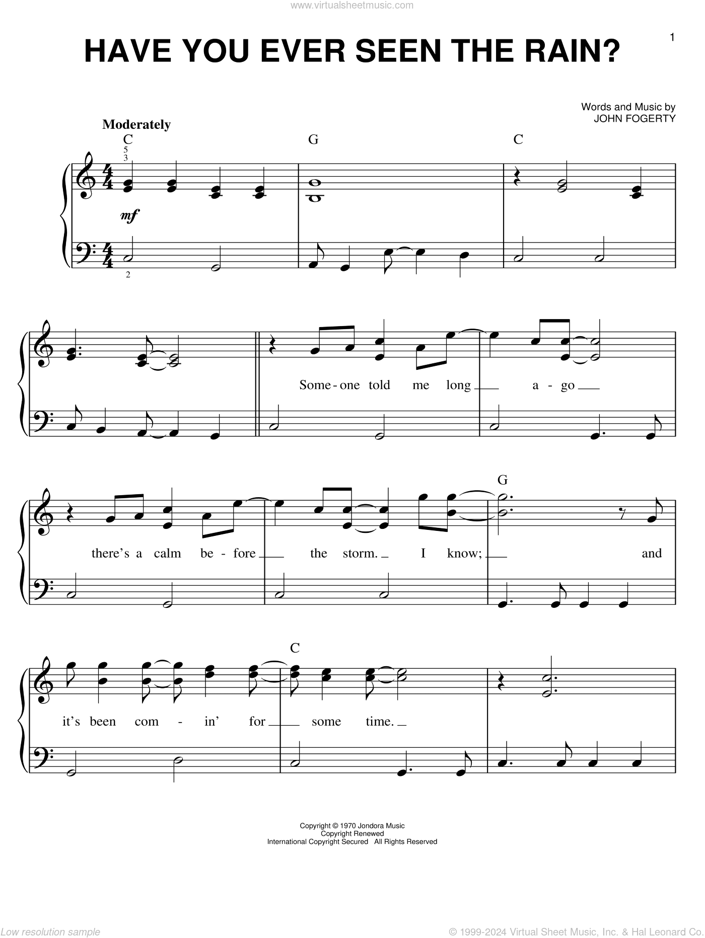 Have You Ever Seen The Rain?, (easy)