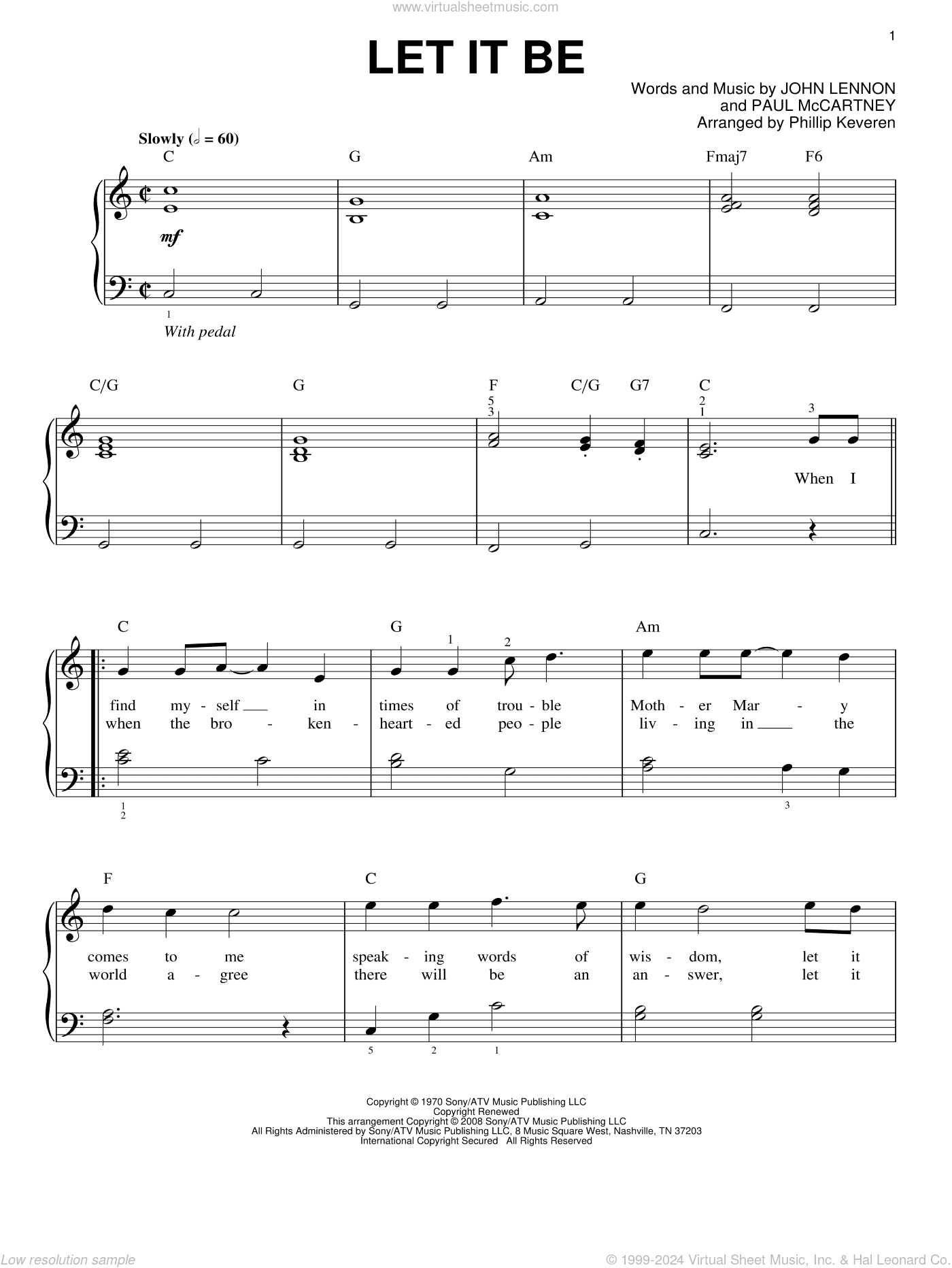 Let It Be (arr. Phillip Keveren), (easy) (arr. Phillip Keveren)