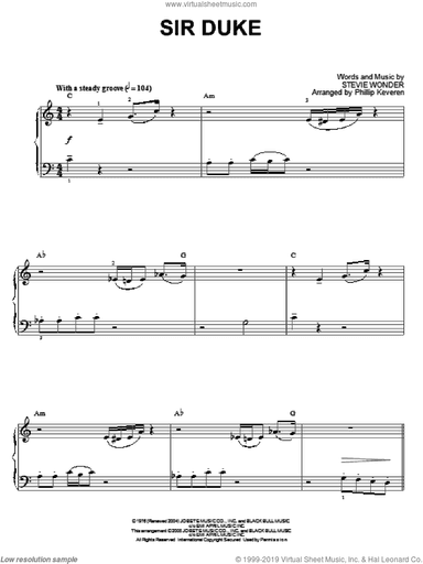 Sir Duke (arr. Phillip Keveren), (easy) (arr. Phillip Keveren)