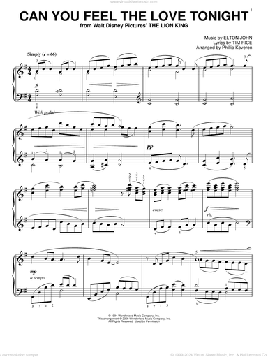 Can You Feel The Love Tonight [Classical version] (from The Lion King) (arr. Phillip Keveren)