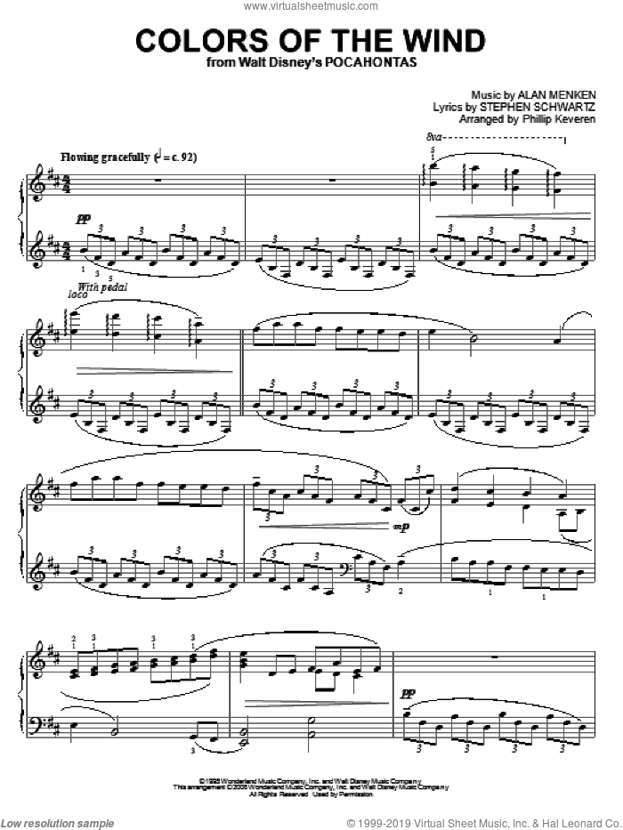 Colors Of The Wind [Classical version] (from Pocahontas) (arr. Phillip Keveren)