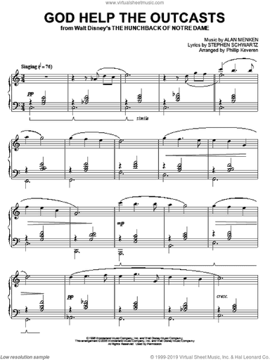 God Help The Outcasts (from The Hunchback Of Notre Dame) [Classical version] (arr. Keveren)