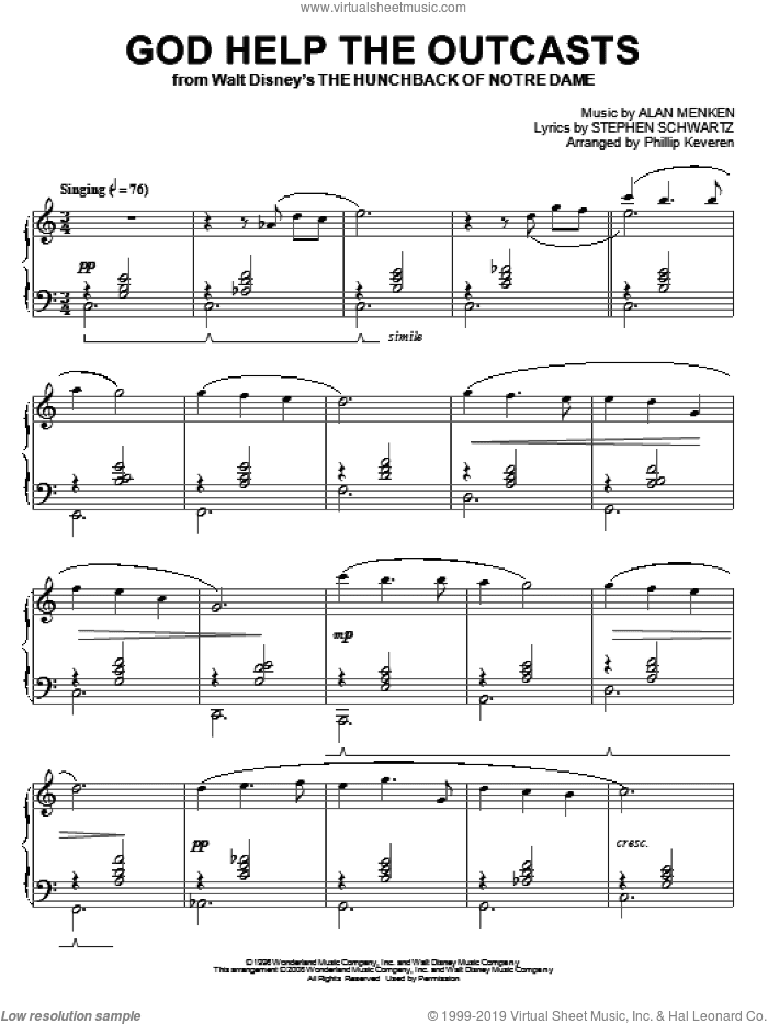 God Help The Outcasts (from The Hunchback Of Notre Dame) [Classical version] (arr. Keveren)