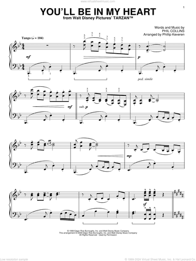 You'll Be In My Heart [Classical version] (from Tarzan) (arr. Phillip Keveren)