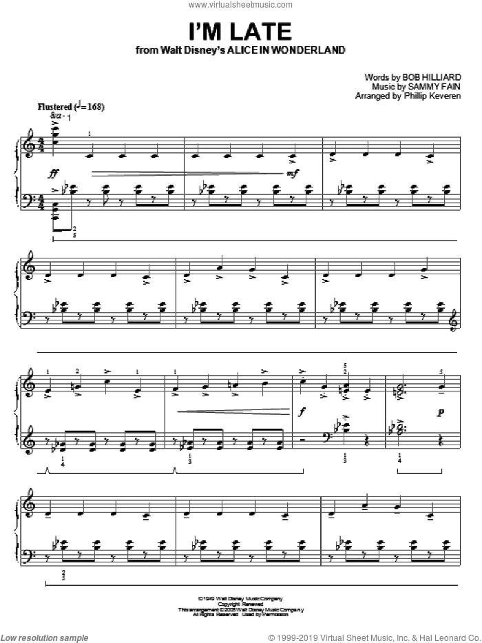 I'm Late [Classical version] (from Alice In Wonderland) (arr. Phillip Keveren)