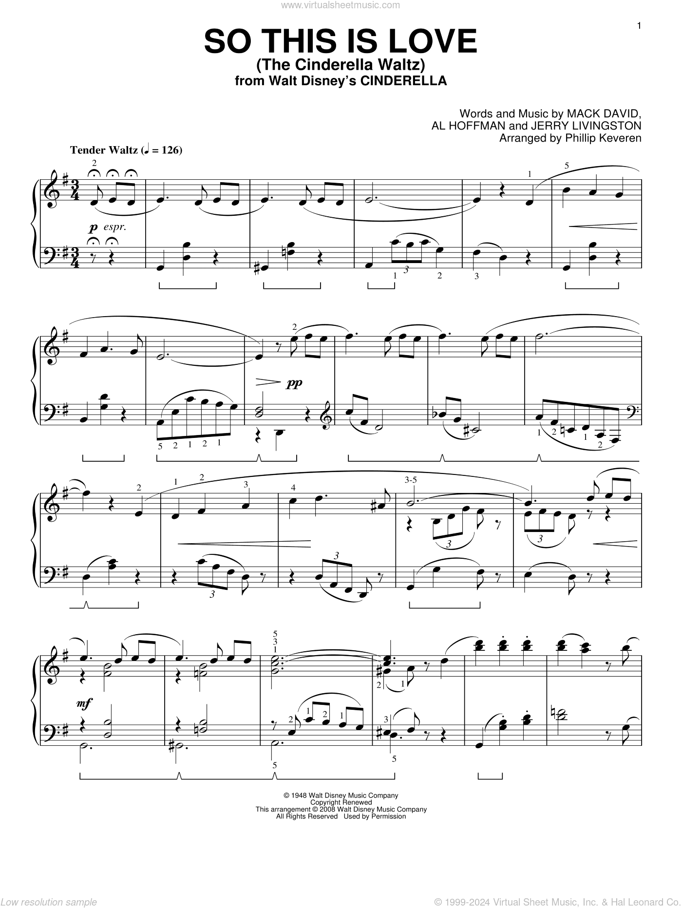 So This Is Love (from Cinderella) [Classical version] (arr. Phillip Keveren)